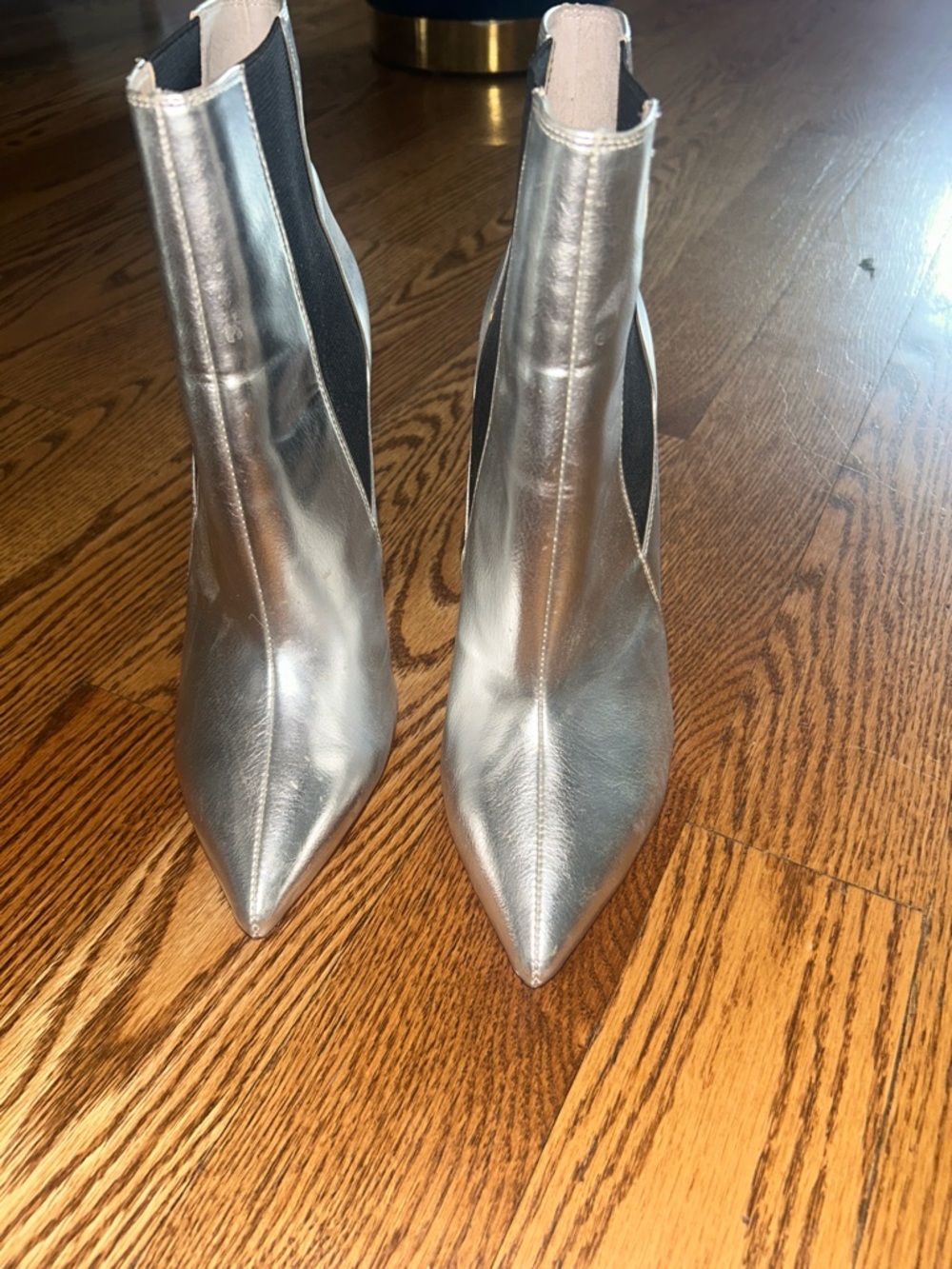 RAYE Metallic Silver Pointed Toe Ankle Boots